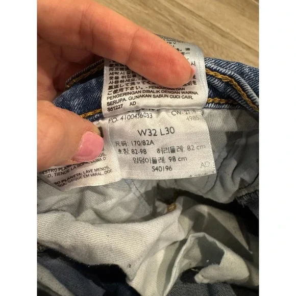 Levi's 505 Men's Jeans W32 L30 Blue Straight Leg Regular Fit Zip Fly Denim - Picture 4 of 6